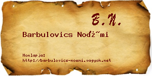 Barbulovics Noémi névjegykártya